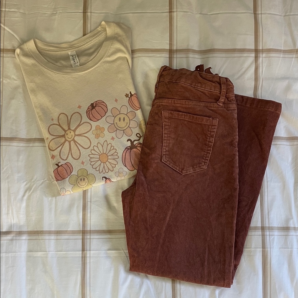 Art Class Textured Corduroy Brown Denim Wide Leg Jeans